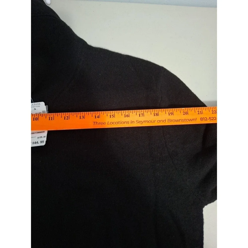 Jos A Bank Mens Large Black Lambs Wool Blend High V Neck‎ Sweater NWT